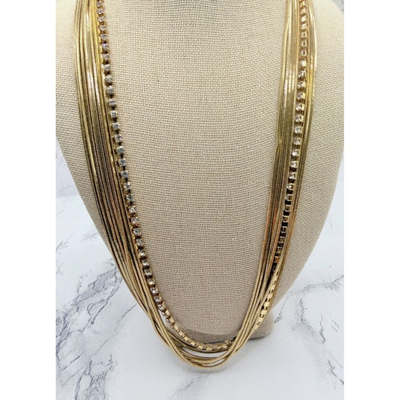 Ann Taylor Factory Jewelry - Ann Taylor Factory 9 Strand Gold Tone Rhinestone Necklace NWT 27 Inch